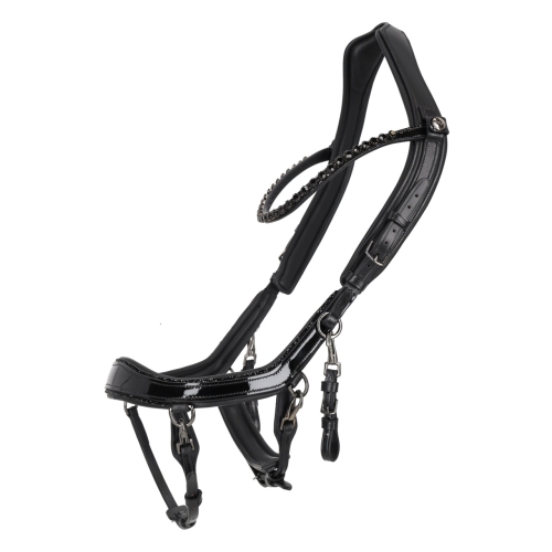Ogłowie anatomiczne lakierowane Presteq FaySport Black Pearl