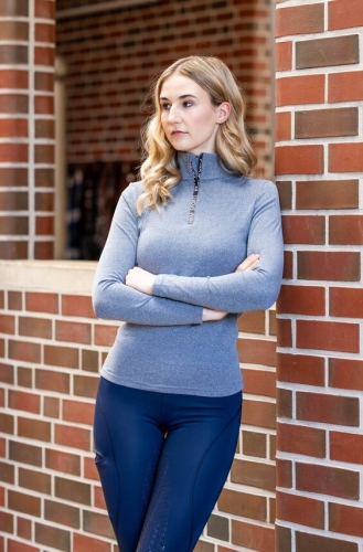 Bluzka jeździecka zimowa damska HKM Supersoft II w kolorze deep blue