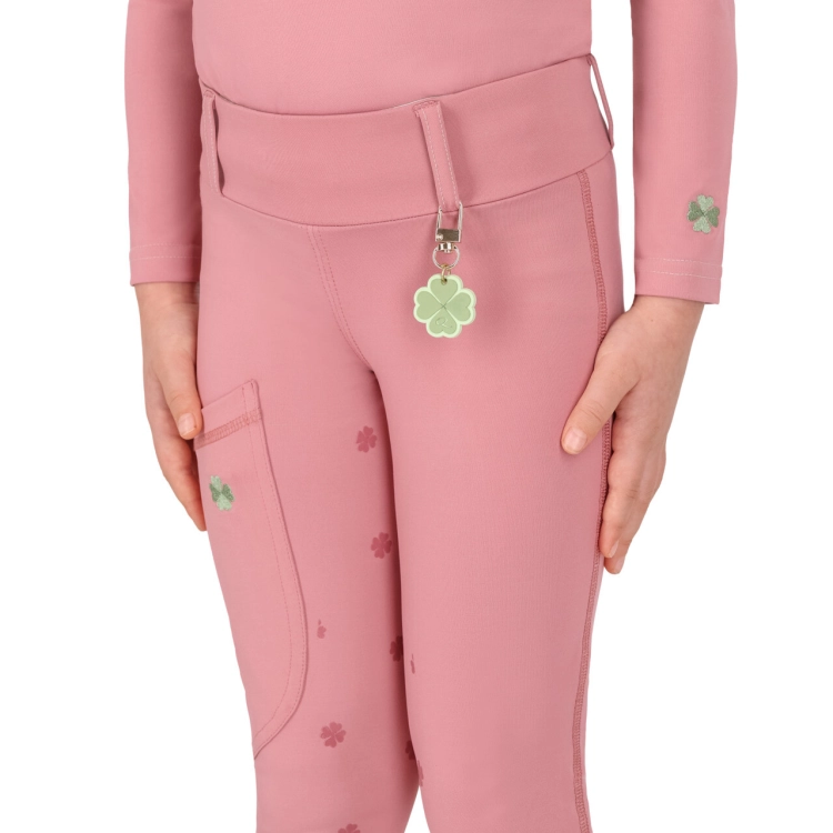 Legginsy jeździeckie dziecięce QHP Junior Lucky Start w kolorze różowym