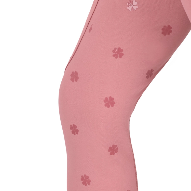 Legginsy jeździeckie dziecięce z pełnym lejem silikonowym QHP Junior Lucky Start w kolorze różowym