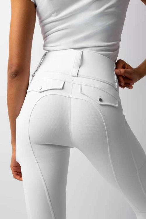 Legginsy jeździeckie z lejem silikonowym Anya w kolorze białym
