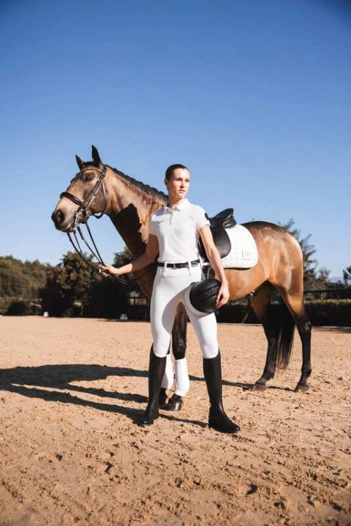 Legginsy jeździeckie z lejem silikonowym Anya w kolorze białym