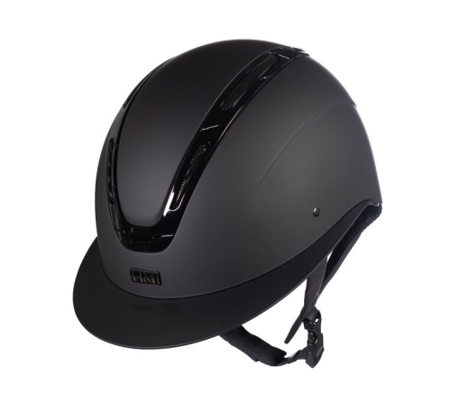 Kask jeździecki z szerokim daszkiem HKM Kaida w kolorze czarnym z czarnymi akcentami