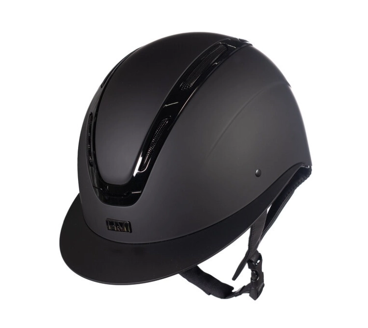 Kask jeździecki z szerokim daszkiem HKM Kaida w kolorze czarnym z czarnymi akcentami