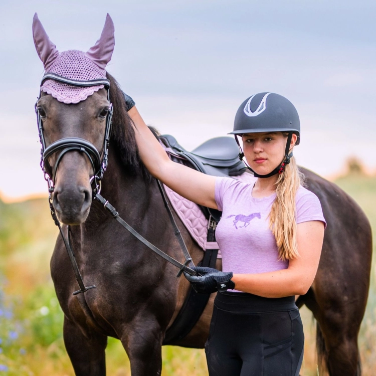 Koszulka jeździecka damska York Glitter Horse w kolorze fioletowym