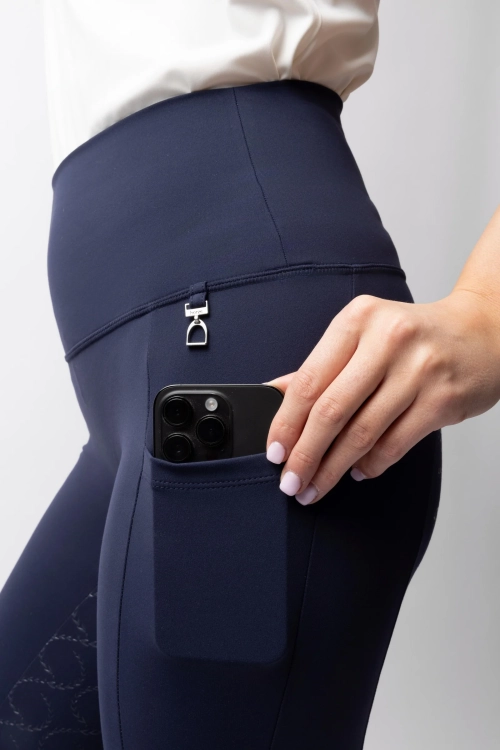 Leginsy jeździeckie z kieszenią na telefon Horze Gillian w kolorze overture navy