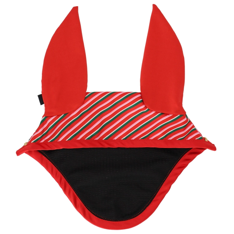 Nauszniki świąteczne dla konia QHP Christmas Jolly stripe