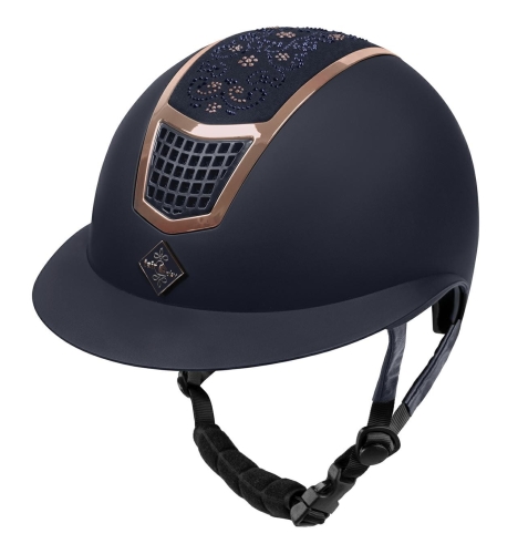 Kask do jazdy konnej Fair Play Quantinum Chic W-V w kolorze granatowym i rosegold