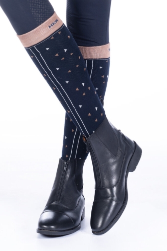 Podkolanówki jeździeckie HKM Minimal w kolorze navy/camel