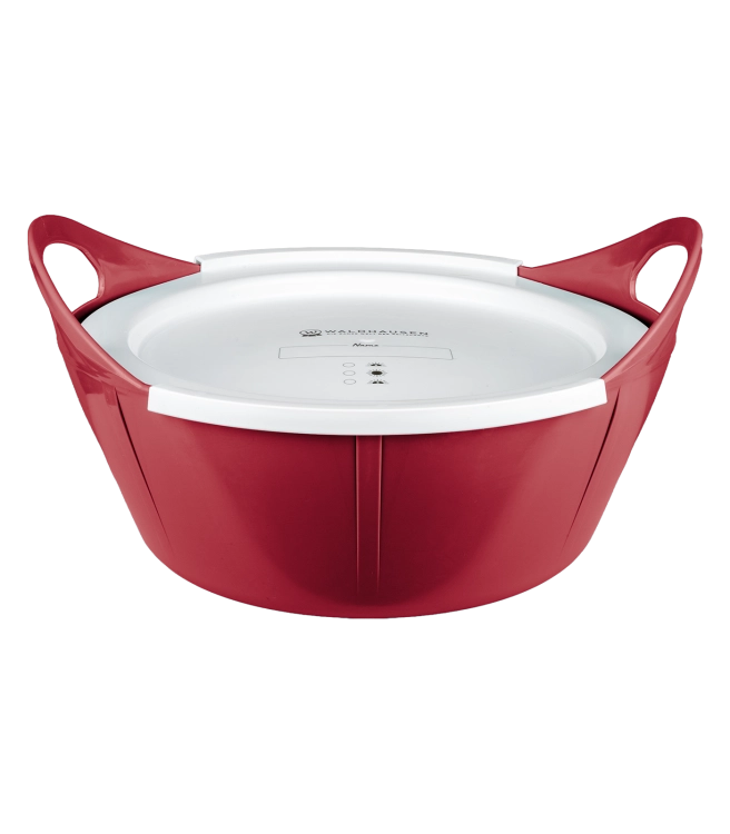 Elastyczna miska dla konia z możliwością dokupienia pokrywki Waldhausen Flexibowl 10L w kolorze cherry red