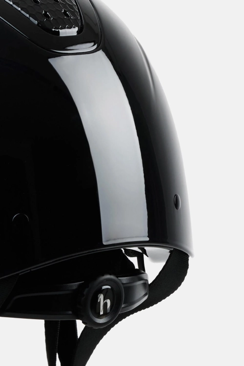 Kask jeździecki regulowany pokrętłem Horze Aero Gloss w kolorze black/black