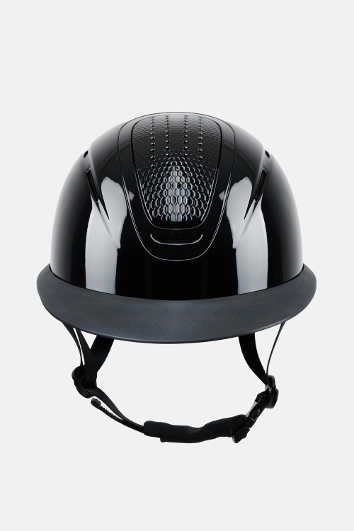 Kask jeździecki z szerokim daszkiem Horze Aero Gloss w kolorze black/black
