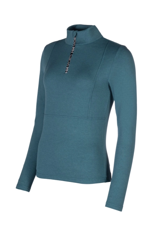 Bluzka do jazdy konnej zimowa damska HKM Supersoft II w kolorze petrol