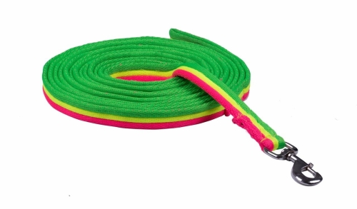 Lonża dla konia API 3 Color zielono-żółto-różowa