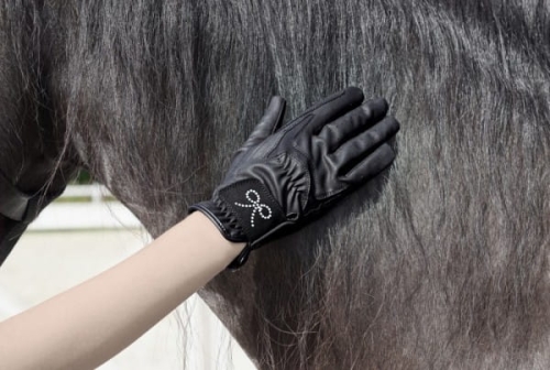 Rękawiczki do jazdy konnej Horsenjou Equi Crystal w kolorze czarnym