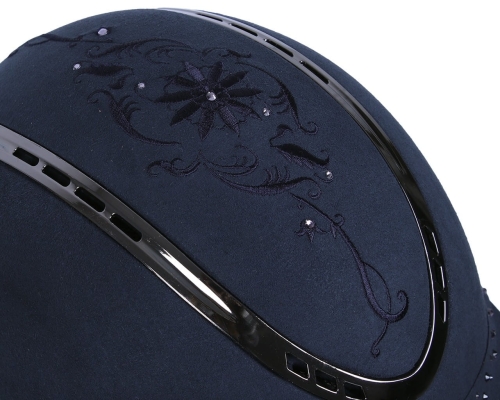 Kask jeździecki z kryształkami w kolorze granatowym QHP Botanic