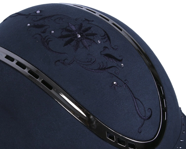 Kask jeździecki z kryształkami w kolorze granatowym QHP Botanic