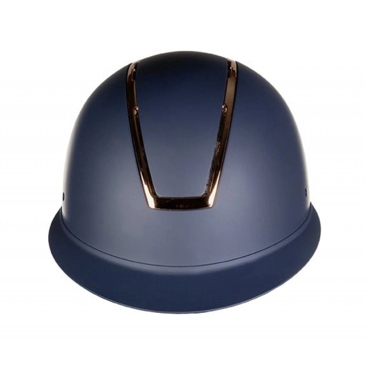 Kask jeździecki w kolorze granatowym z elementami rosegold HKM Lady Shield widoczny z przodu