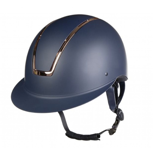 Kask jeździecki w kolorze granatowym z elementami rosegold HKM Lady Shield