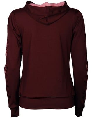 Bluza jeździecka Harry's Horse Just Ride w kolorzze bordowym z elementami rosegold widoczna z tyłu