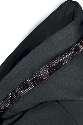 Bluza jeździecka damska Pikeur Janny w kolorze Graphite Melange zbliżenie na aplikację na kapturze