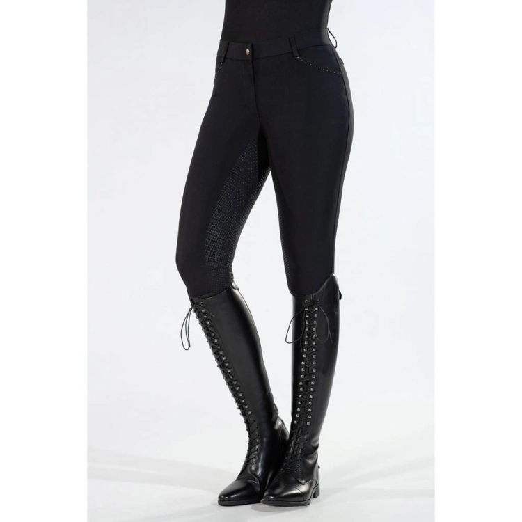 Bryczesy z lejem silikonowym HKM Glamour Rosegold w kolorze black