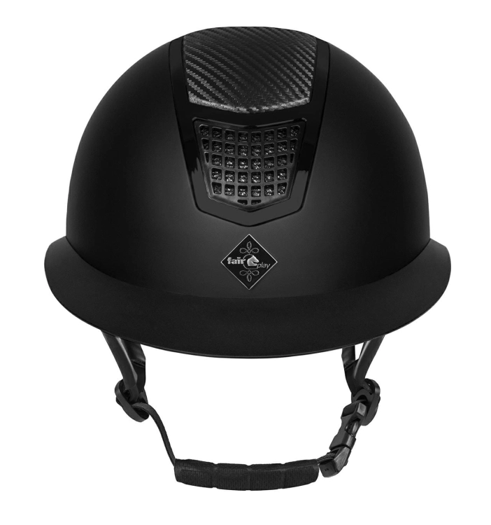 Kask jeździecki z szerokim daszkiem Fair Play Quantinum W-V Carbon w kolorze czarnym