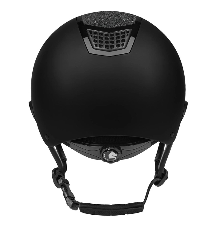 Kask jeździecki z szerokim daszkiem Fair Flay Quantium Eclipse W-V w kolorze black widoczny z tyłu