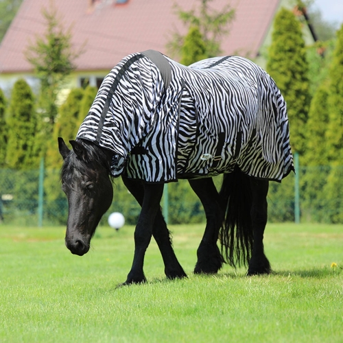 Derka siatkowa zebra z kapturem i klapą na brzuch York