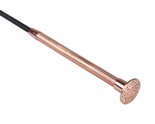 Bat ujeżdzeniowy ze skórzaną rączką QHP Spiral w kolorze rose gold