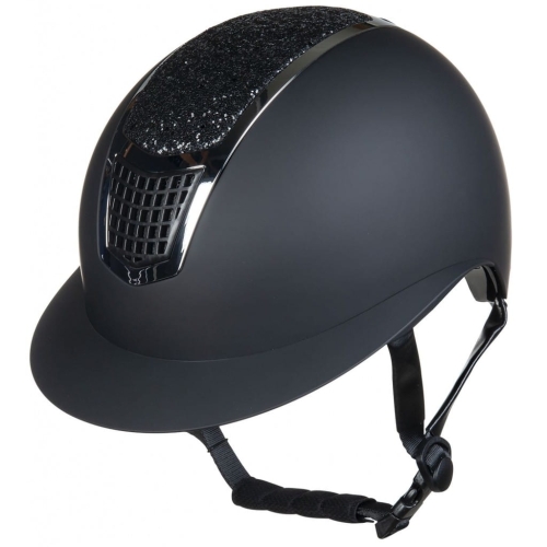 Kask jeździecki z szerokim daszkiem HKM Glamour w kolorze czarno-srebrnym