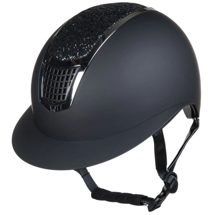 Kask jeździecki z szerokim daszkiem HKM Glamour w kolorze czarno-srebrnym