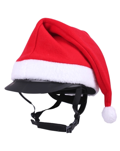 Czapka na kask jeździecki QHP Christmas w kolorze czerwonym