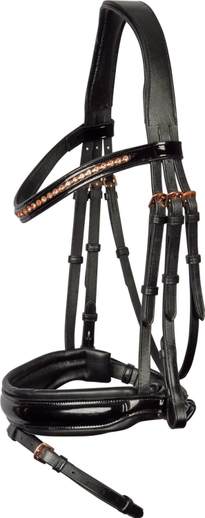 Ogłowie Harry's Horse Chique w kolorze czarnym z okuciami rosegold