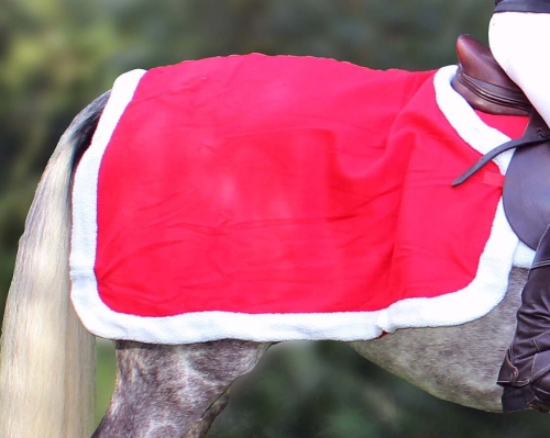 Derka dla konia świąteczna do jazdy QHP Christmas w kolorze czerwonym
