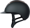 Kask jeździecki Harry's Horse Mont Sparkle w kolorze czarnym/rosegold widoczny z boku
