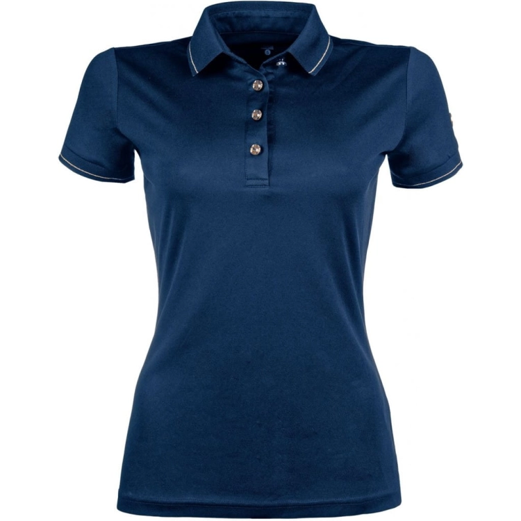 Polo jeździeckie HKM Glamour Rosegold w kolorze granatowym
