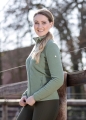 Bluza jeździecka damska rozpinana HKM Anna zaprezentowana przez modelkę