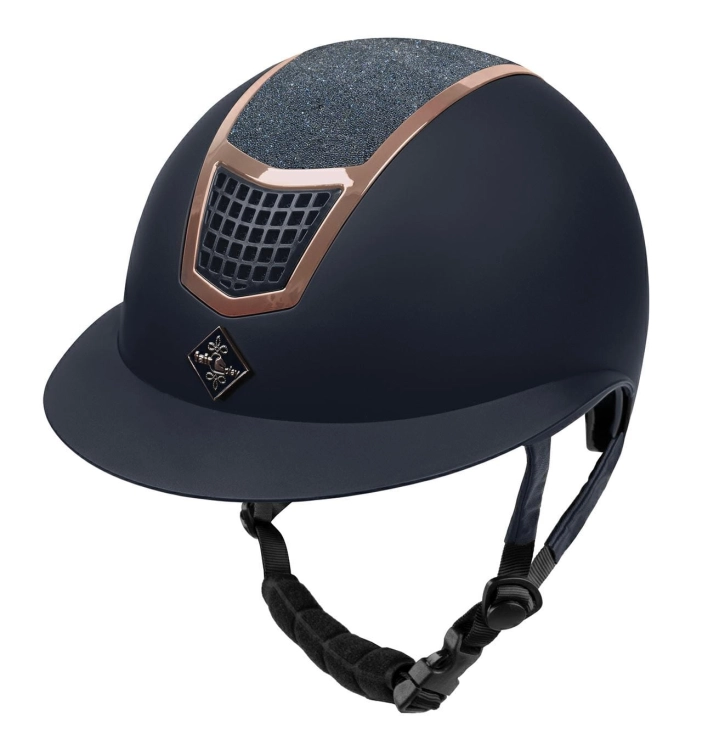 Kask jeździecki z szerokim daszkiem Fair Play Quantinum W-V Eclipse w kolorze rosegold/navy