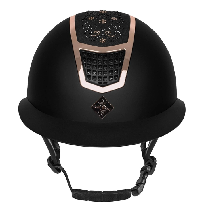 Kask jeździecki z szerokim daszkiem Fair Play Quantinum Chic W-V w kolorze czarnym i rosegold