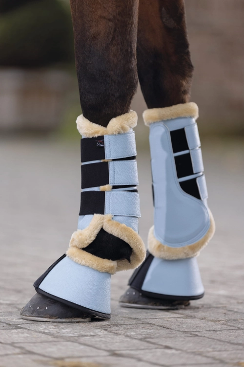 HKM Kalosze z futrem COMFORT Premium Błękitne