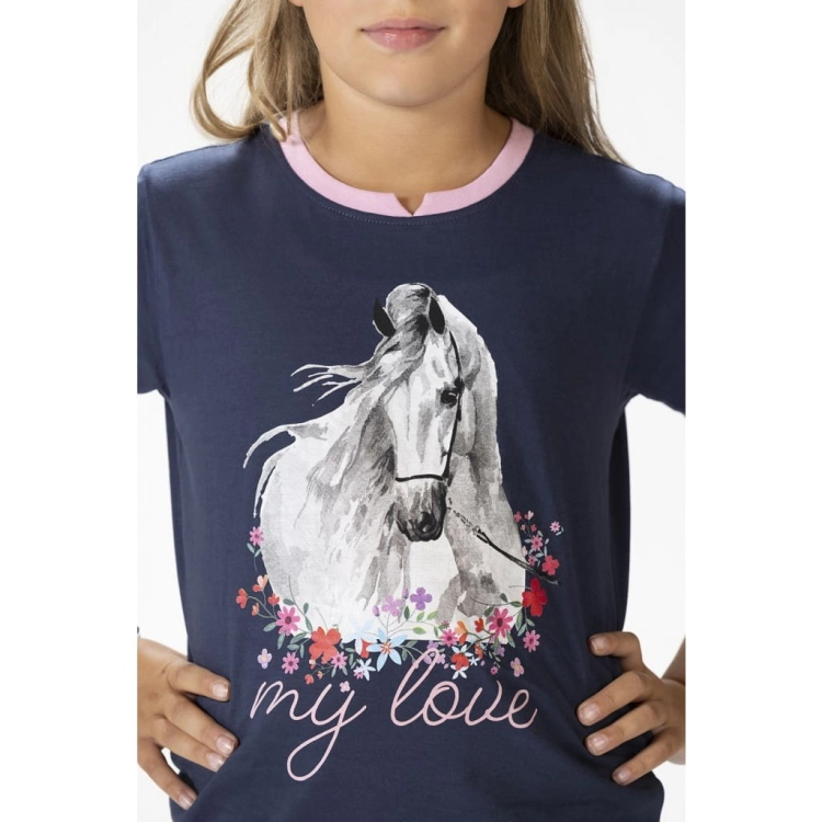 Bluzka dziecięca z koniem HKM Junior Horse Spirit w kolorze granatowym
