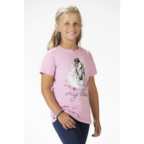 Bluzka dziewczęca z koniem HKM Junior Horse Spirit w kolorze różowym