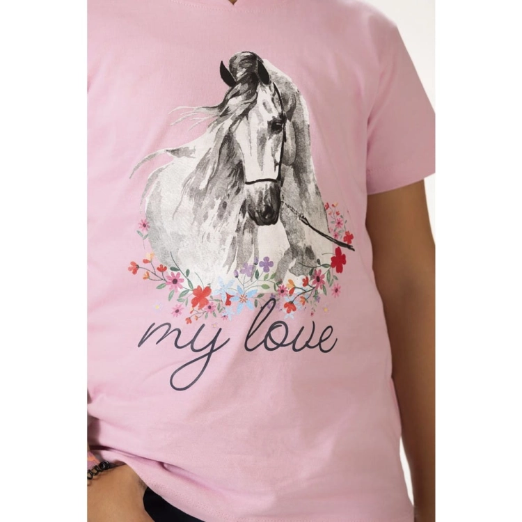 Bluzka dziecięca z koniem HKM Junior Horse Spirit w kolorze różowym