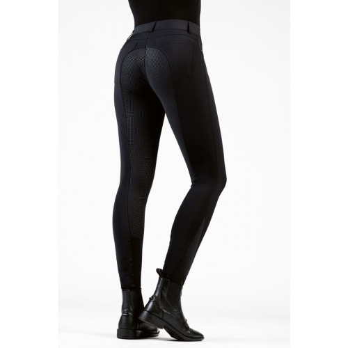 Bryczesy damskie HKM Sunshine w kolorze czarnym widoczne z tyłu