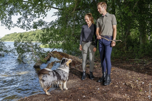Bluzka jeździecka damska w koniki Schockemohle Luciana w kolorze night zaprezentowana przez modelkę