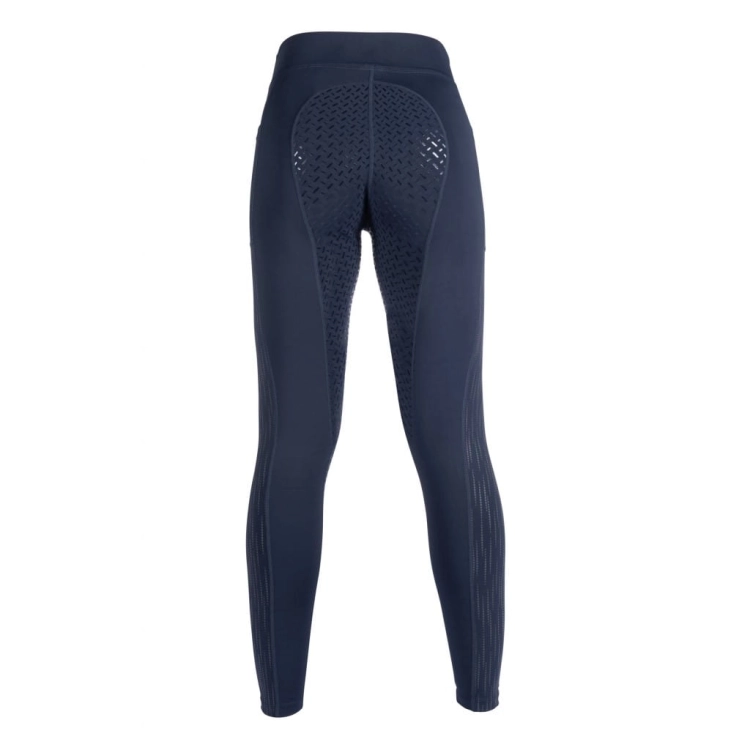 Legginsy jeździeckie HKM Flow Reflective w kolorze czarnym widoczne z przodu