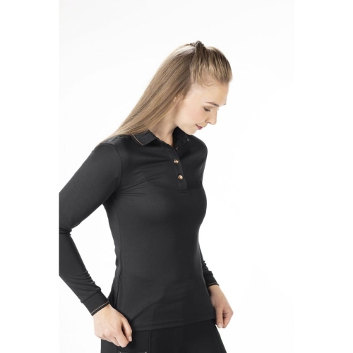 Bluzka jeździecka HKM Glamour w kolorze czarnym z elementami rosegold
