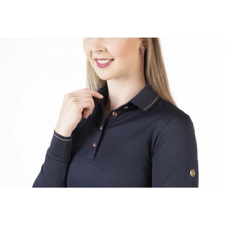 Koszulka jeździecka HKM Glamour w kolorze granatowym z elementami rosegold