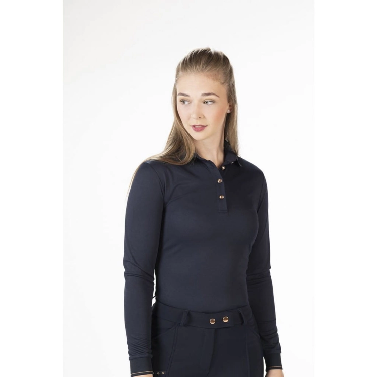 Bluzka jeździecka HKM Glamour w kolorze granatowym z elementami rosegold